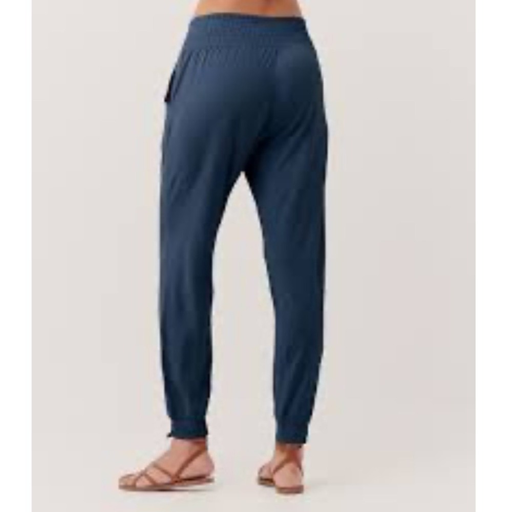 Pact Womens Soiree Beach Jogger Size L Blue Organic Cotton Linen Sustainable